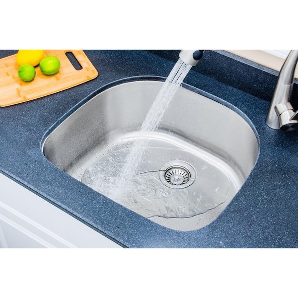 Wells Sinkware 24 in 16 Gauge Undermount DShaped Single Bowl Stainless Steel Kitchen Sink CMU24219D16